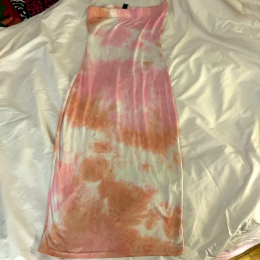 Tye dye maxi dress strapless